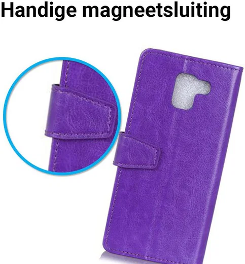 Samsung Galaxy J6 (2018) Crazy Horse Portemonnee Hoesje Paars afbeelding 3