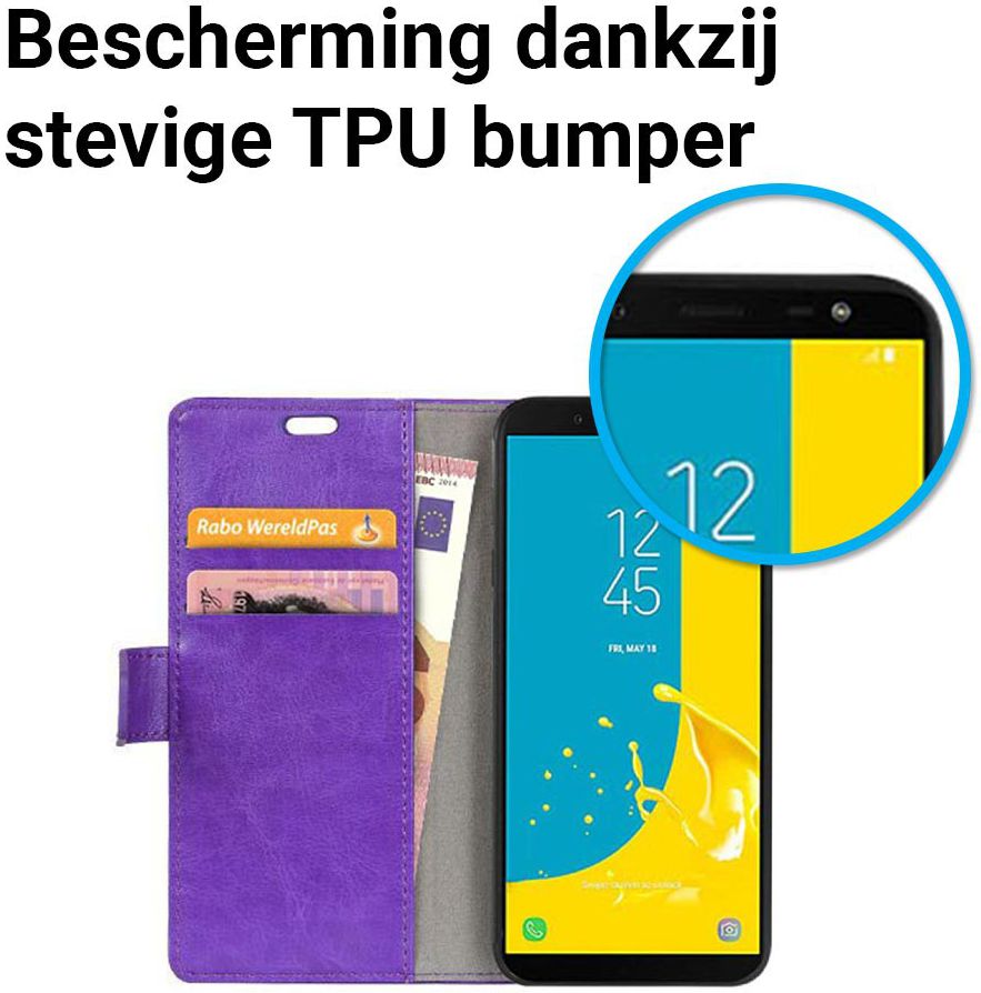 Samsung Galaxy J6 (2018) Crazy Horse Portemonnee Hoesje Paars afbeelding 5