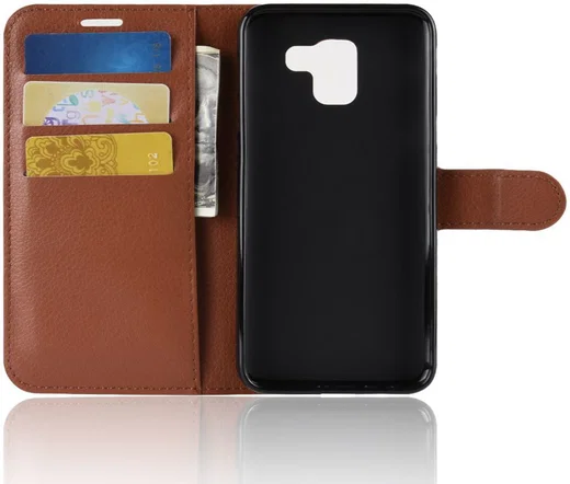 Samsung Galaxy J6 (2018) Litchi Skin Leren Portemonnee Hoesje Bruin afbeelding 7
