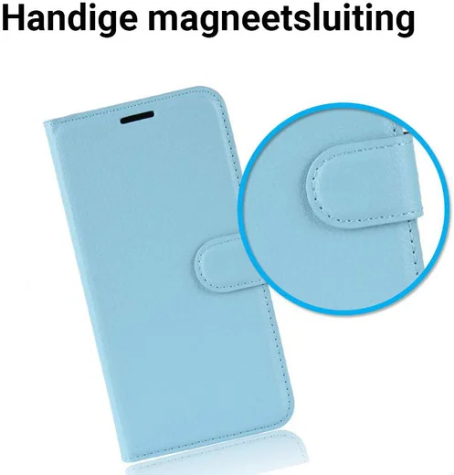 Samsung Galaxy J6 (2018) Litchi Skin Leren Portemonnee Hoesje Blauw afbeelding 4