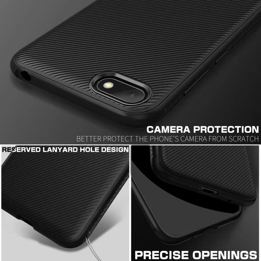 Huawei Y5 (2018) Twill Texture TPU Hoesje Zwart afbeelding 3