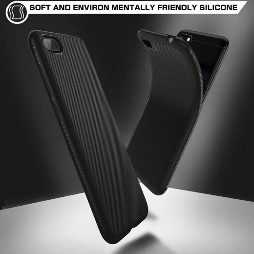 Huawei Y5 (2018) Twill Texture TPU Hoesje Zwart afbeelding 2