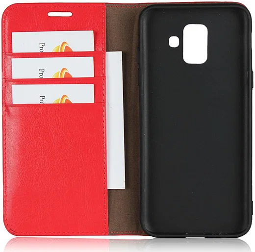 Samsung Galaxy A6 (2018) Crazy Horse Leren Portemonnee Hoesje Rood afbeelding 8