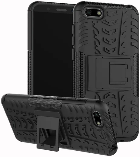 Huawei Y5 (2018) Hybride Kickstand Hoesje Zwart afbeelding 1