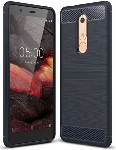 Nokia 5.1 Geborsteld TPU Hoesje Blauw afbeelding 1