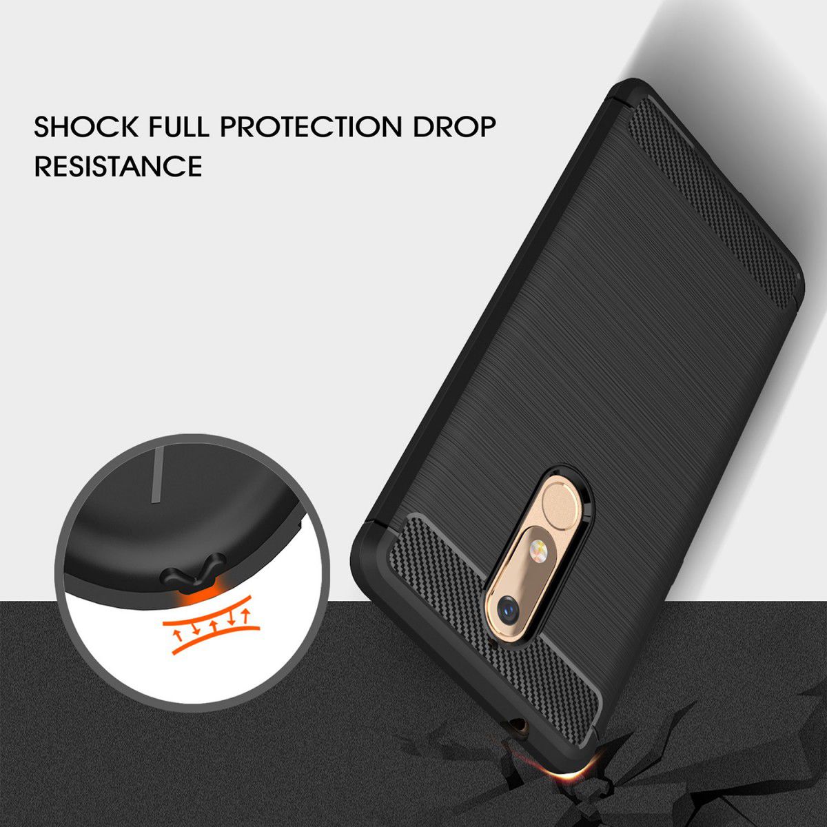Nokia 5.1 Geborsteld TPU Hoesje Blauw afbeelding 4