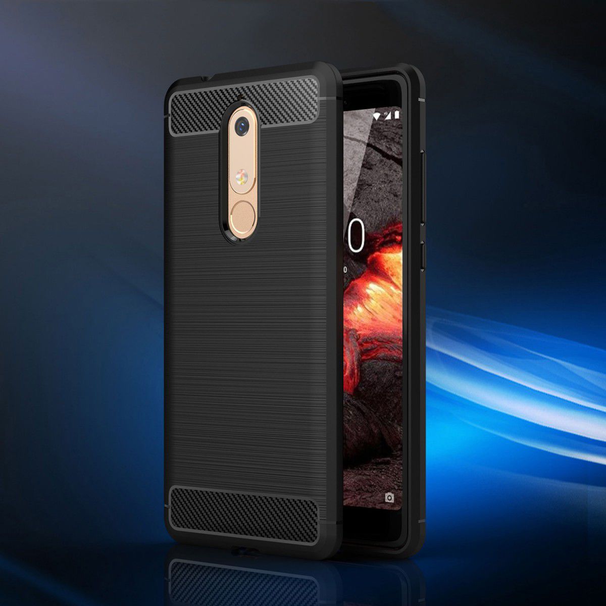 Nokia 5.1 Geborsteld TPU Hoesje Blauw afbeelding 6