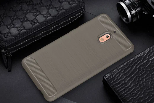Nokia 2.1 Geborsteld TPU Hoesje Grijs afbeelding 2