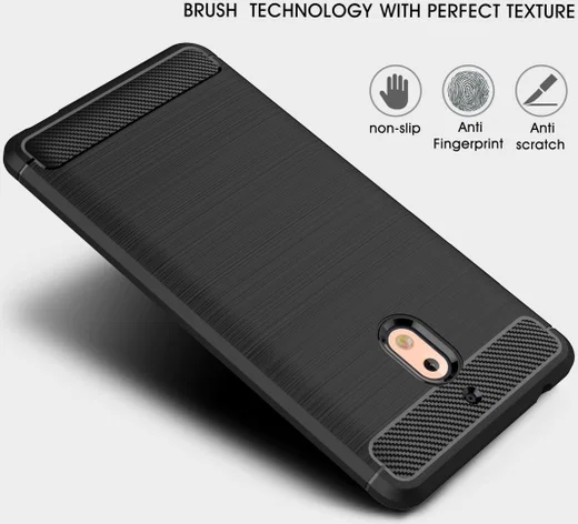 Nokia 2.1 Geborsteld TPU Hoesje Zwart afbeelding 6