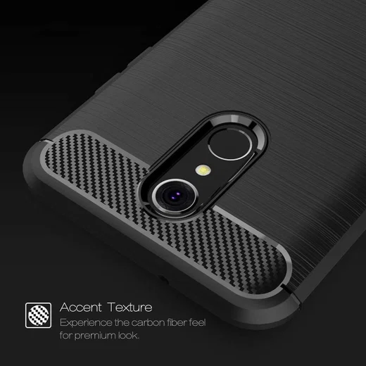 LG Q7 Geborsteld TPU Hoesje Zwart afbeelding 4