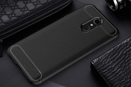 LG Q7 Geborsteld TPU Hoesje Zwart afbeelding 5