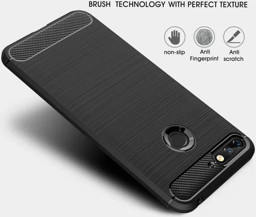 Honor 7A Geborsteld TPU Hoesje Zwart afbeelding 8