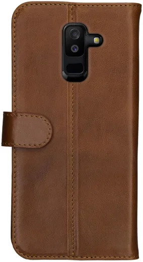 Rosso Deluxe Samsung Galaxy A6 Plus hoesje Echt Leer Book Case Bruin afbeelding 8