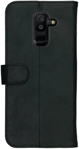 Rosso Deluxe Samsung Galaxy A6 Plus Hoesje Echt Leer Book Case Zwart afbeelding 5