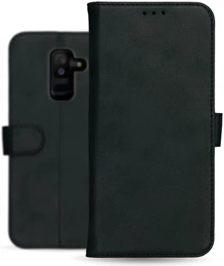 Rosso Deluxe Samsung Galaxy A6 Plus Hoesje Echt Leer Book Case Zwart afbeelding 13