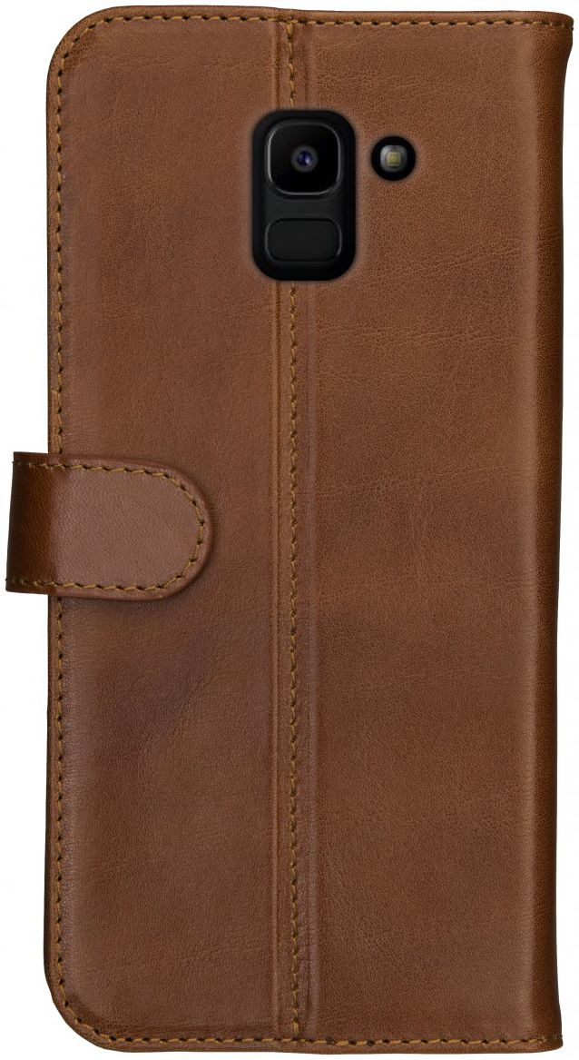 Rosso Deluxe Samsung Galaxy J6 2018 Hoesje Echt Leer Book Case Bruin afbeelding 5