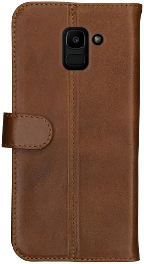 Rosso Deluxe Samsung Galaxy J6 2018 Hoesje Echt Leer Book Case Bruin afbeelding 5