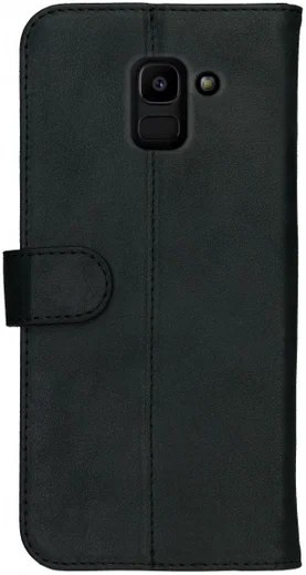 Rosso Deluxe Samsung Galaxy J6 2018 Hoesje Echt Leer Book Case Zwart afbeelding 5