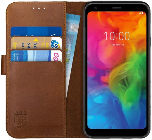 Rosso Deluxe LG Q7 Hoesje Echt Leer Book Case Bruin afbeelding 1