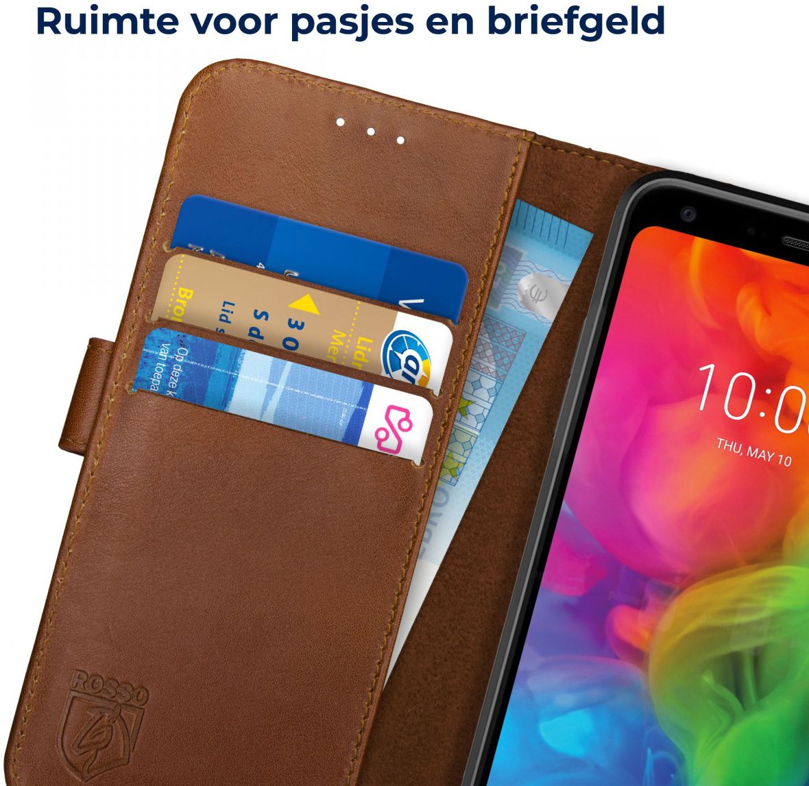 Rosso Deluxe LG Q7 Hoesje Echt Leer Book Case Bruin afbeelding 6