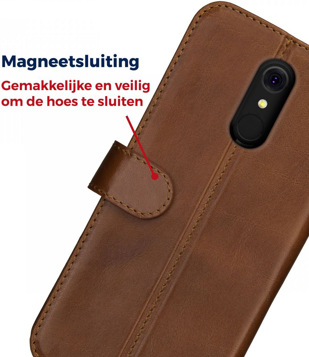 Rosso Deluxe LG Q7 Hoesje Echt Leer Book Case Bruin afbeelding 11