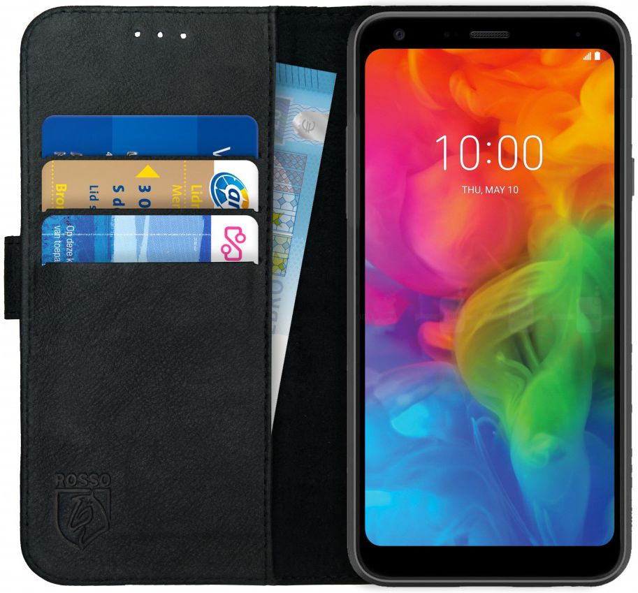 Rosso Deluxe LG Q7 Hoesje Echt Leer Book Case Zwart afbeelding 1