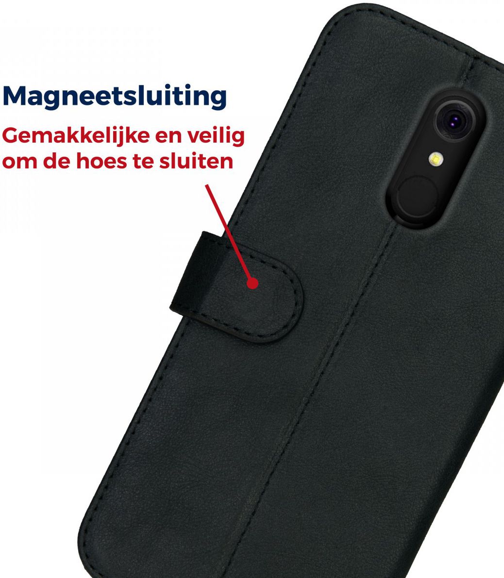 Rosso Deluxe LG Q7 Hoesje Echt Leer Book Case Zwart afbeelding 9