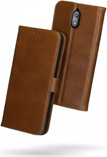 Rosso Deluxe Nokia 3.1 Hoesje Echt Leer Book Case Bruin afbeelding 2