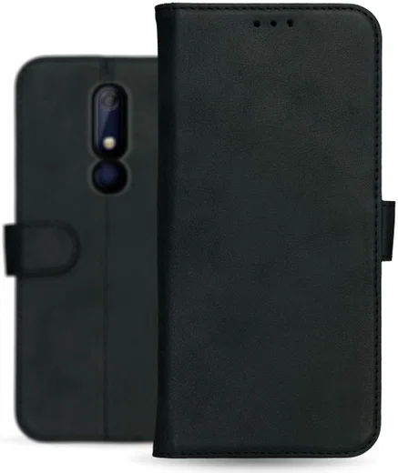 Rosso Deluxe Nokia 5.1 Hoesje Echt Leer Book Case Zwart afbeelding 14