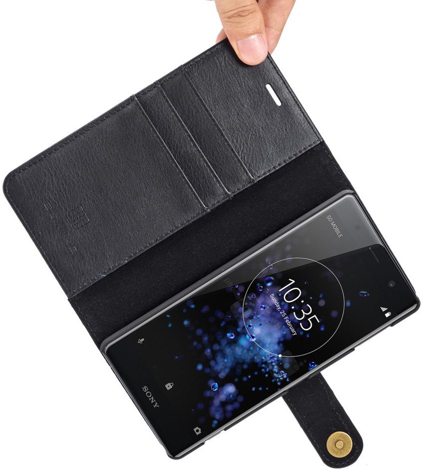 Sony Xperia XZ2 Leren Portemonnee Hoesje Zwart afbeelding 5