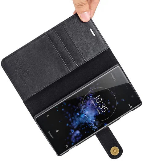Sony Xperia XZ2 Leren Portemonnee Hoesje Zwart afbeelding 5