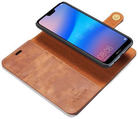 Huawei P20 Lite Leren Portemonnee Hoesje Bruin afbeelding 3