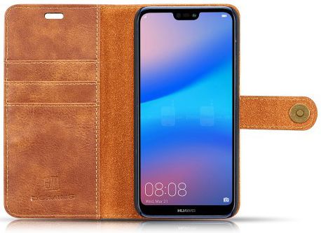 Huawei P20 Lite Leren Portemonnee Hoesje Bruin afbeelding 6