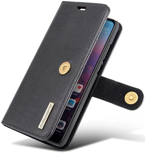 Huawei P20 Leren Portemonnee Hoesje Zwart afbeelding 1