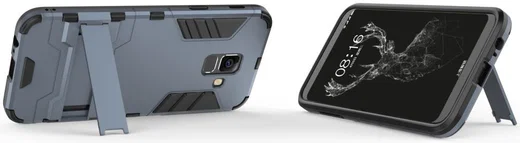 Samsung Galaxy A6 Plus Hybride Stand Hoesje Blauw afbeelding 2