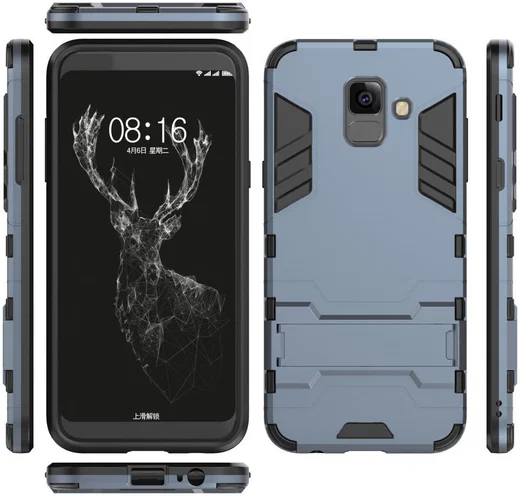 Samsung Galaxy A6 Plus Hybride Stand Hoesje Blauw afbeelding 3
