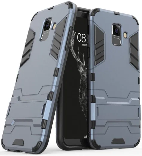 Samsung Galaxy A6 Plus Hybride Stand Hoesje Blauw afbeelding 4