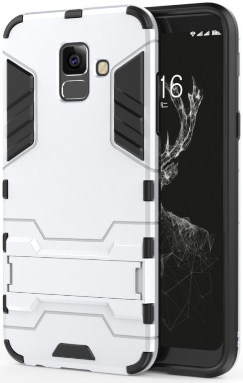 Samsung Galaxy A6 Hybride Stand Hoesje Zilver afbeelding 1
