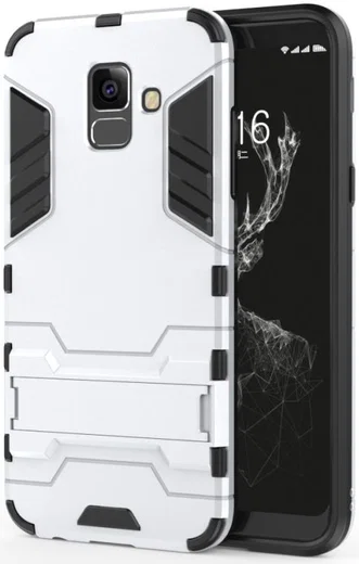 Samsung Galaxy A6 Hybride Stand Hoesje Zilver afbeelding 1