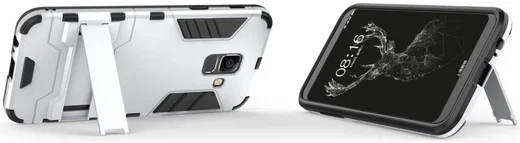 Samsung Galaxy A6 Hybride Stand Hoesje Zilver afbeelding 2