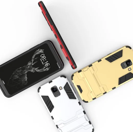 Samsung Galaxy A6 Hybride Stand Hoesje Zilver afbeelding 6