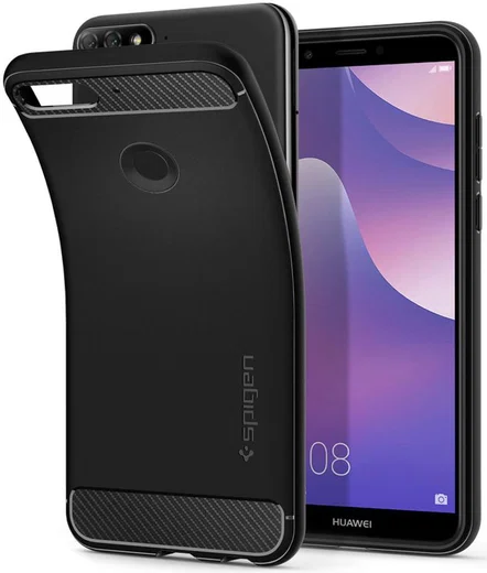 Spigen Rugged Armor Hoesje Huawei Y7 (2018) Black afbeelding 2