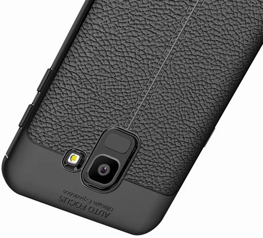 Samsung Galaxy J6 (2018) Kunstleren Coating TPU Hoesje Black afbeelding 12