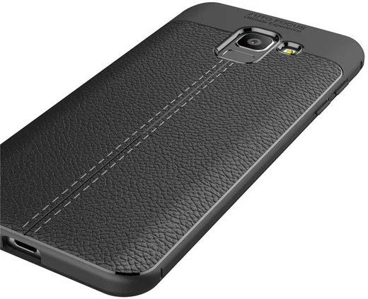 Samsung Galaxy J6 (2018) Kunstleren Coating TPU Hoesje Black afbeelding 8