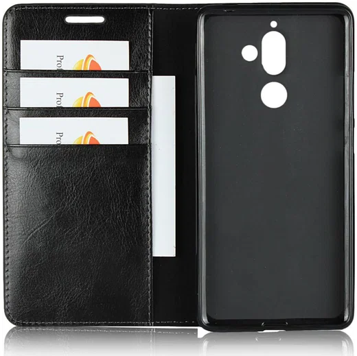 Nokia 7 Plus Echt Leren Book Case Hoesje Zwart afbeelding 6