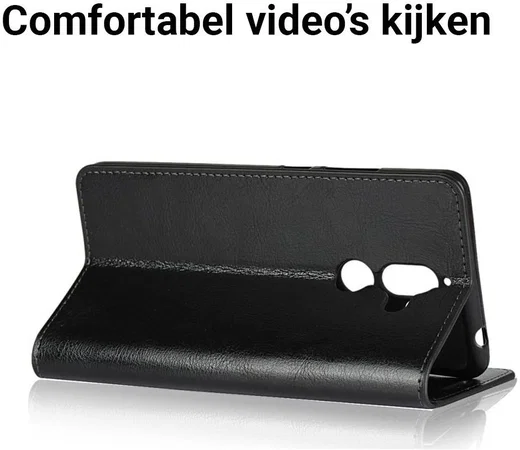 Nokia 7 Plus Echt Leren Book Case Hoesje Zwart afbeelding 4