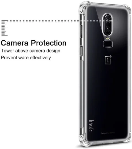 IMAK OnePlus 6 Hoesje Flexibel TPU met Screenprotector Metaal Zwart afbeelding 6