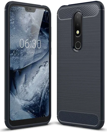Nokia 6.1 Plus Geborsteld TPU Hoesje Blauw afbeelding 1