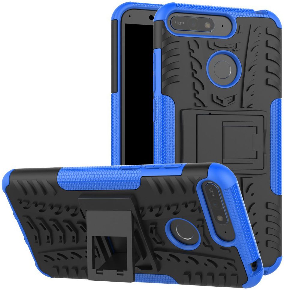 Huawei Y6 (2018) Hybride Hoesje met Kickstand Blauw afbeelding 1