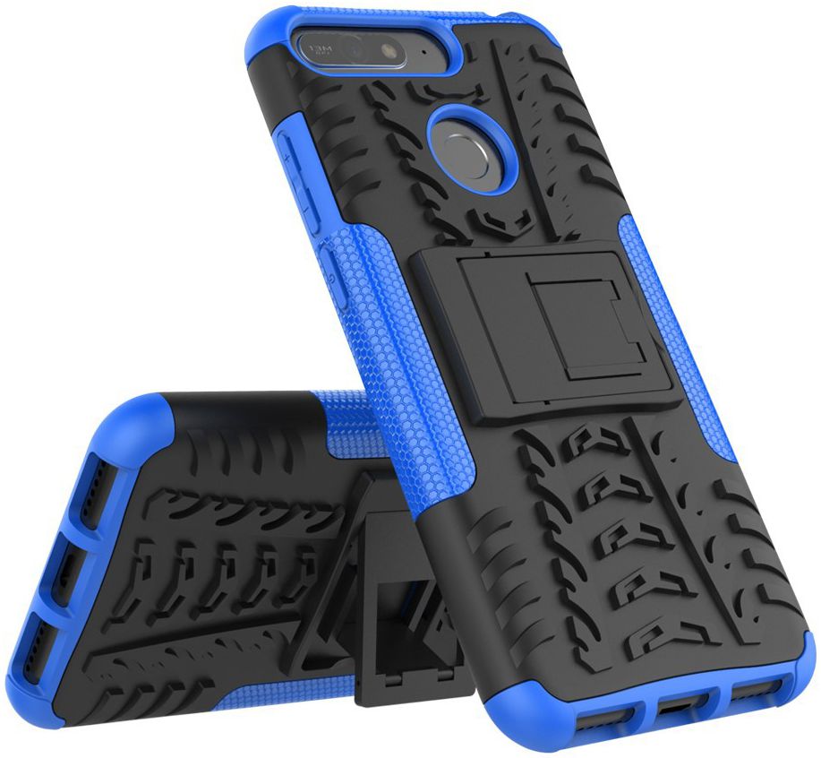Huawei Y6 (2018) Hybride Hoesje met Kickstand Blauw afbeelding 2